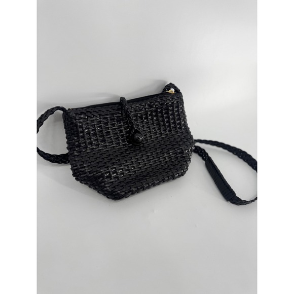 Talbots Handbags - Talbots Crossbody Bag Women Small Black Good Woven Leather Vintage Aesthetic